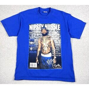 Vintage Nipsey Hussle Top Mens XL Blue Graphic Rap Tee Hip Hop T Shirt Crenshaw